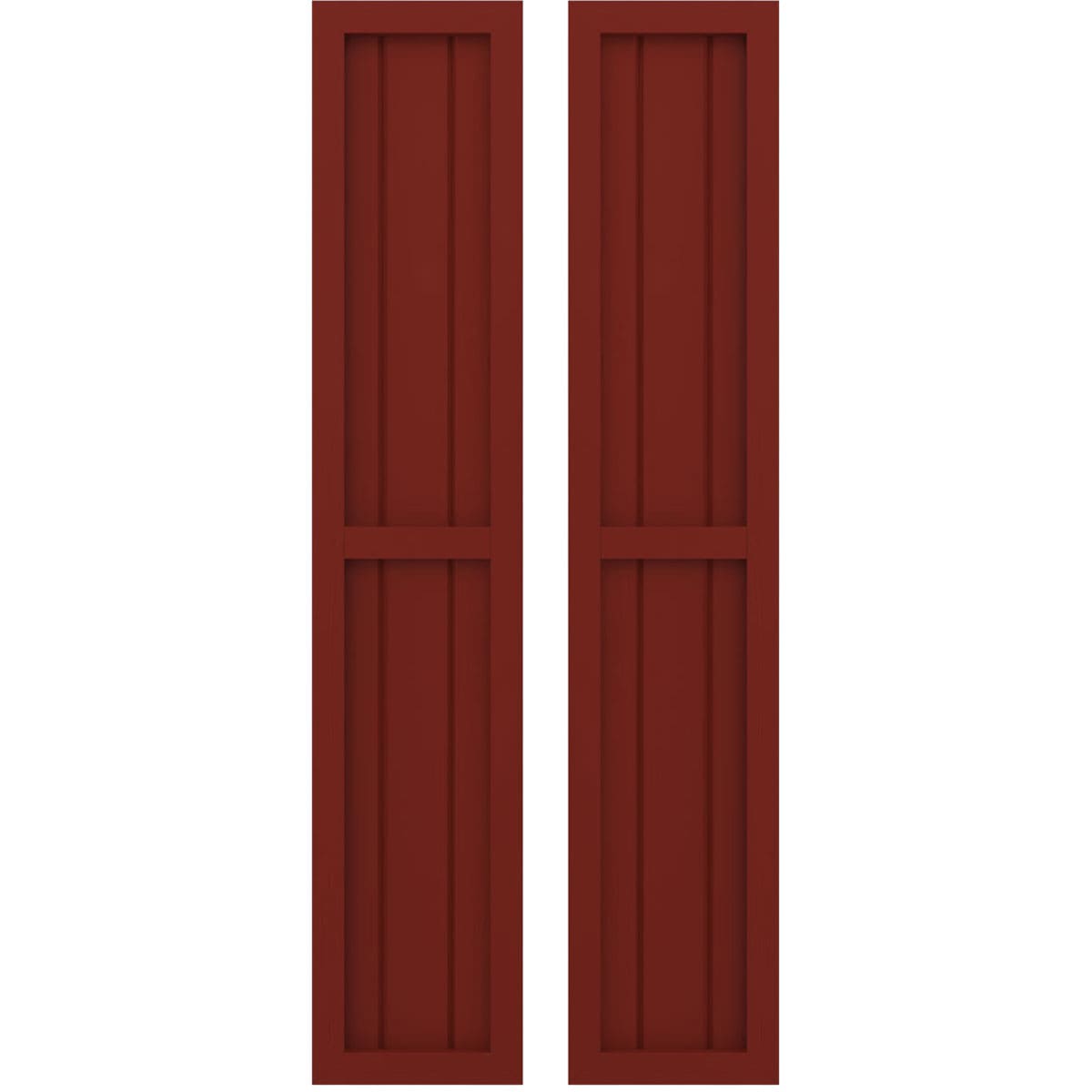Ekena Millwork 10.5-in W x 62-in H Pepper Red Paintable/Stainable Board and batten Framed Wood Exterior Shutters ( 2 -Pack )