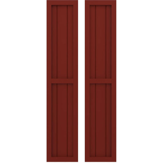 Ekena Millwork 10.5-in W x 62-in H Pepper Red Paintable/Stainable Board and batten Framed Wood Exterior Shutters ( 2 -Pack )