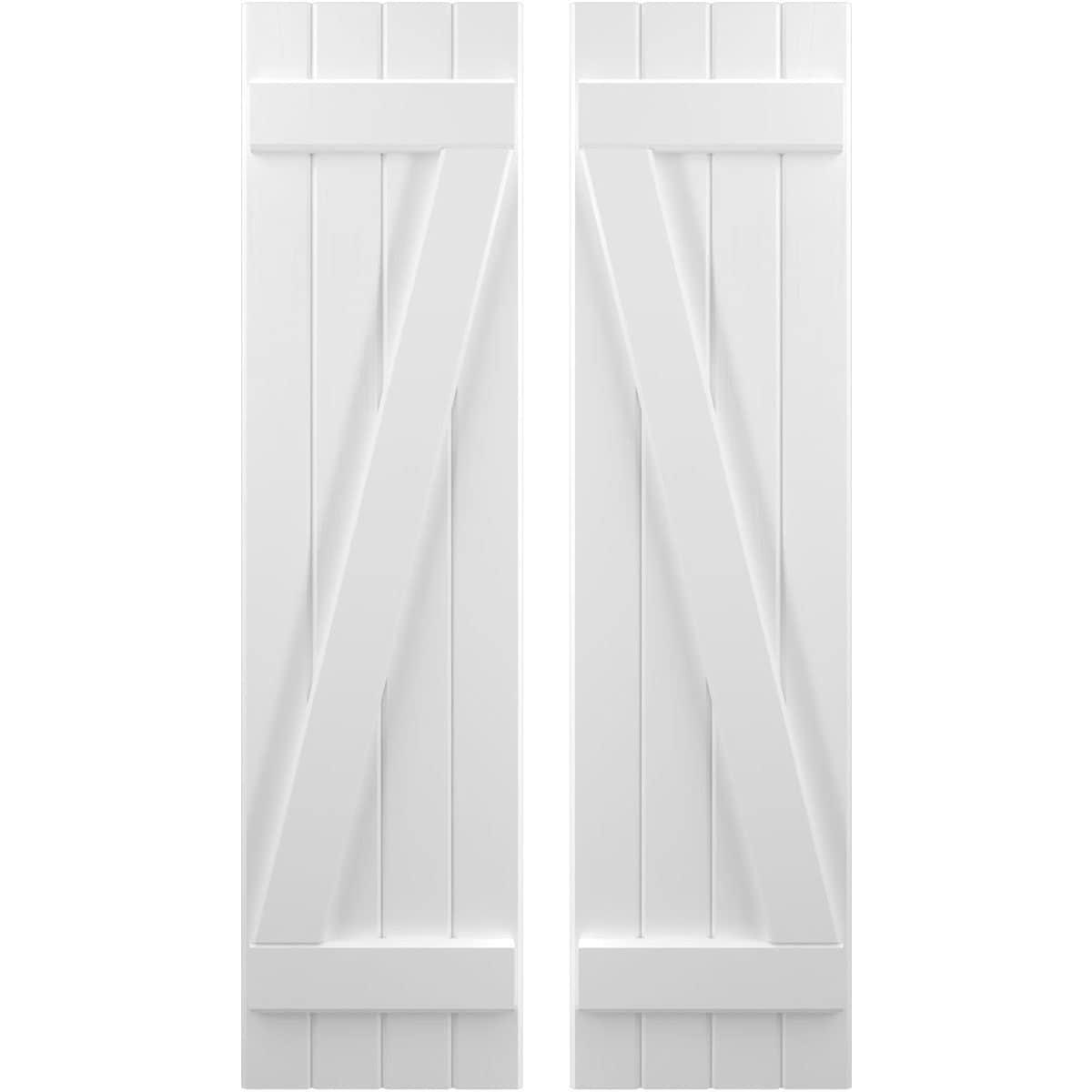 Ekena Millwork 14-in W x 79-in H White Paintable/Stainable Board and batten Wood Exterior Shutters ( 2 -Pack )