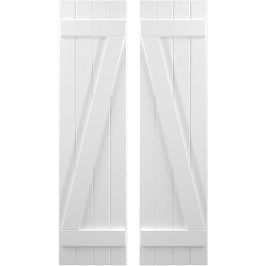 Ekena Millwork 14-in W x 79-in H White Paintable/Stainable Board and batten Wood Exterior Shutters ( 2 -Pack )