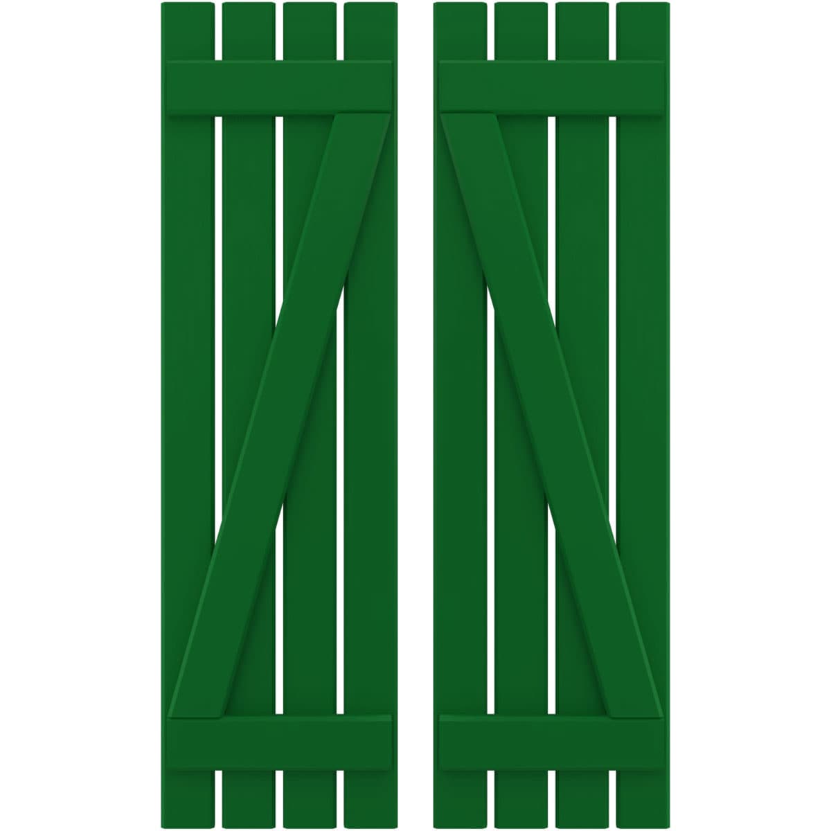 Ekena Millwork 15.5-in W x 77-in H Viridian Green Board and batten Spaced with z-bar Wood Exterior Shutters ( 2 -Pack )