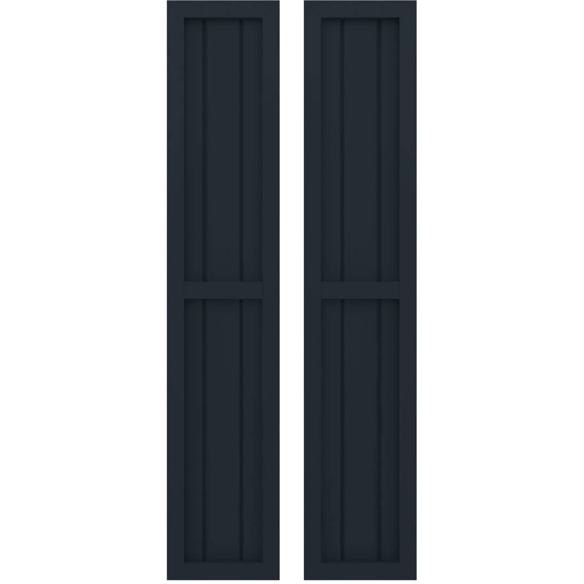 Ekena Millwork 10.5-in W x 62-in H Starless Night Blue Paintable/Stainable Board and batten Spaced with z-bar Wood Exterior Shutters ( 2 -Pack )