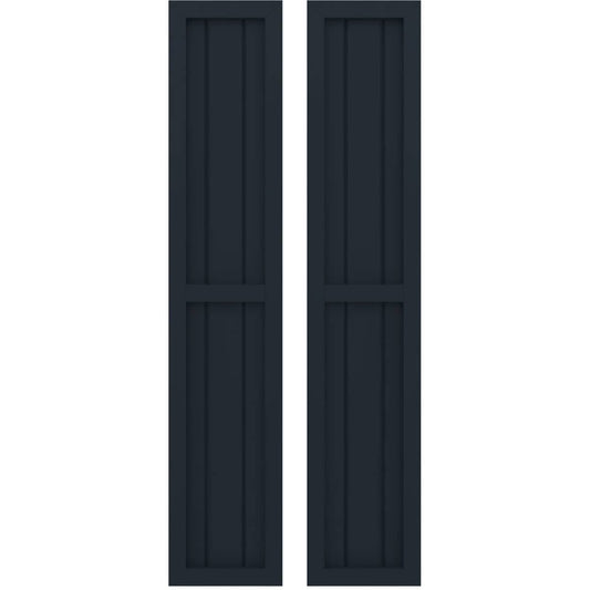 Ekena Millwork 10.5-in W x 62-in H Starless Night Blue Paintable/Stainable Board and batten Spaced with z-bar Wood Exterior Shutters ( 2 -Pack )