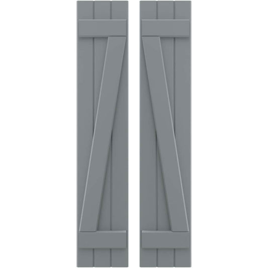 Ekena Millwork 10.5-in W x 74-in H Ocean Swell Paintable/Stainable Board and batten Spaced with z-bar Wood Exterior Shutters ( 2 -Pack )