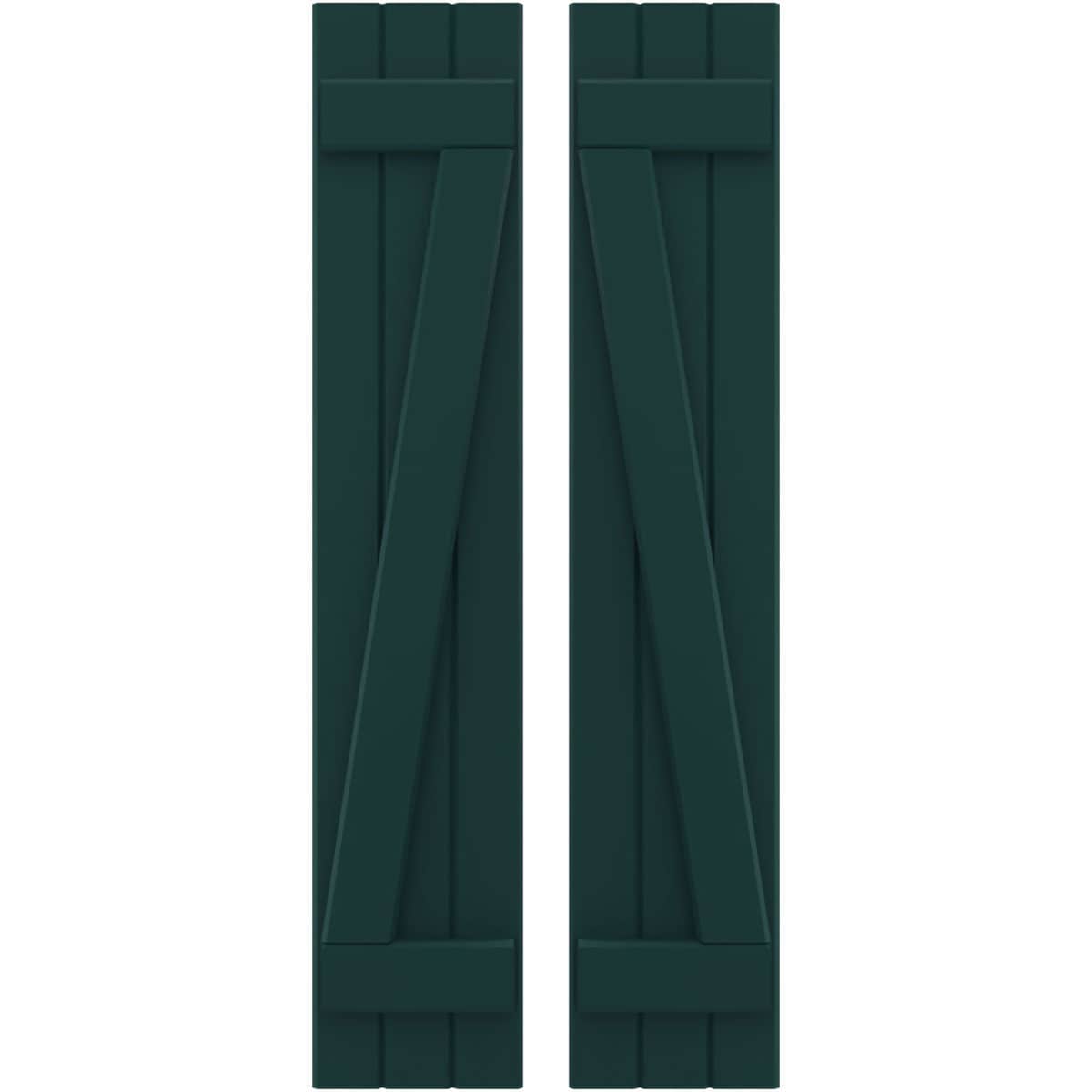 Ekena Millwork 10.5-in W x 83-in H Thermal Green Paintable/Stainable Board and batten Framed Wood Exterior Shutters ( 2 -Pack )