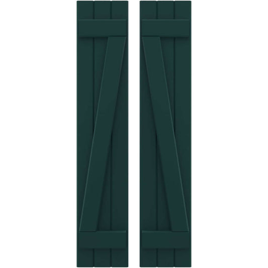 Ekena Millwork 10.5-in W x 83-in H Thermal Green Paintable/Stainable Board and batten Framed Wood Exterior Shutters ( 2 -Pack )