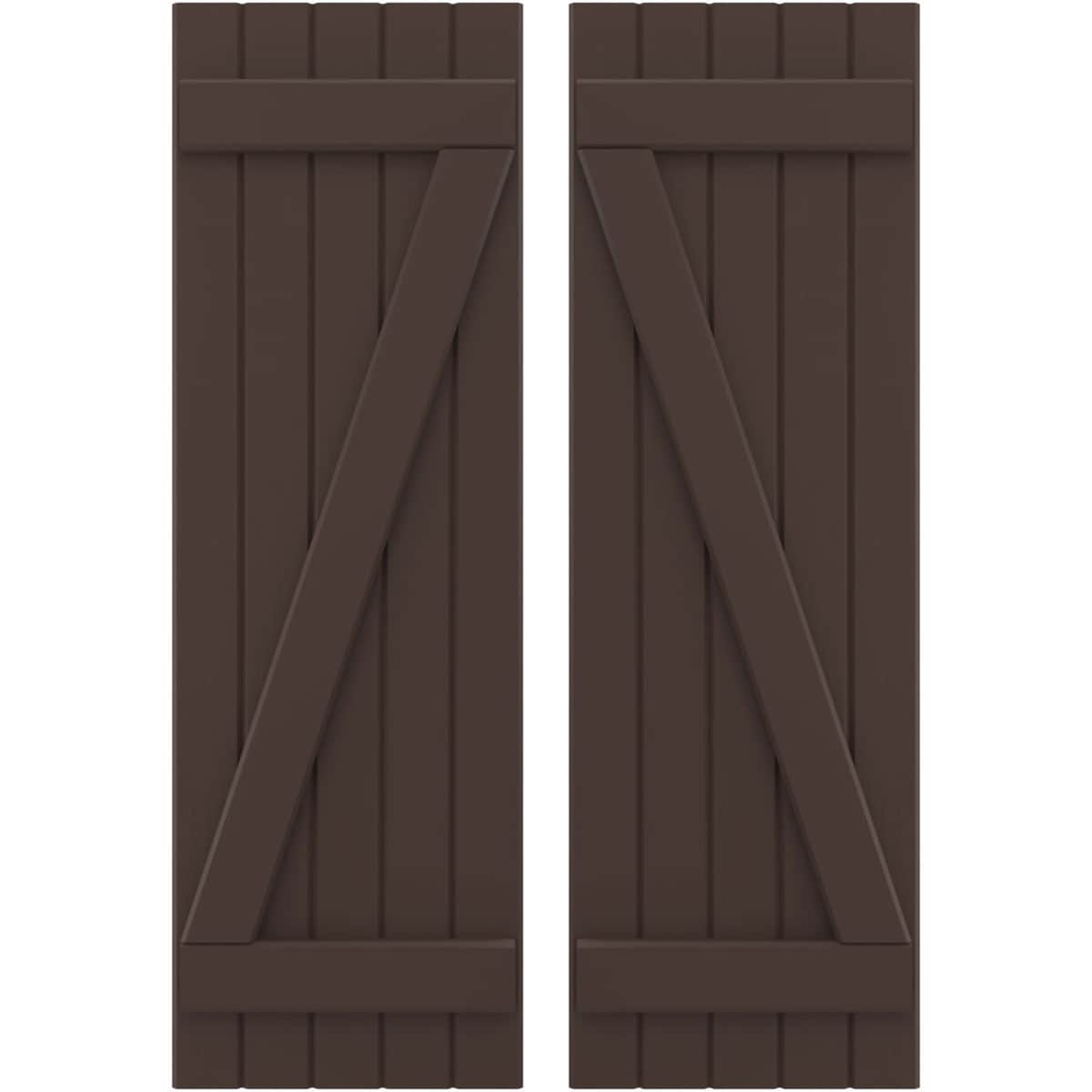 Ekena Millwork 17.5-in W x 79-in H Raisin Brown Paintable/Stainable Board and batten Wood Exterior Shutters ( 2 -Pack )