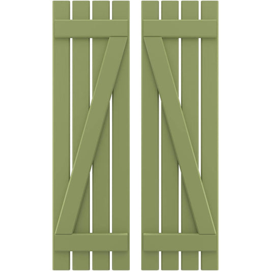 Ekena Millwork 15.5-in W x 48-in H Moss Green Board and batten Framed Wood Exterior Shutters ( 2 -Pack )