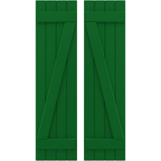 Ekena Millwork 14-in W x 63-in H Viridian Green Paintable/Stainable Board and batten Wood Exterior Shutters ( 2 -Pack )