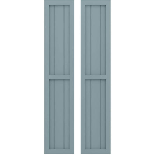 Ekena Millwork 10.5-in W x 83-in H Peaceful Blue Paintable/Stainable Board and batten Z-bar Wood Exterior Shutters ( 2 -Pack )