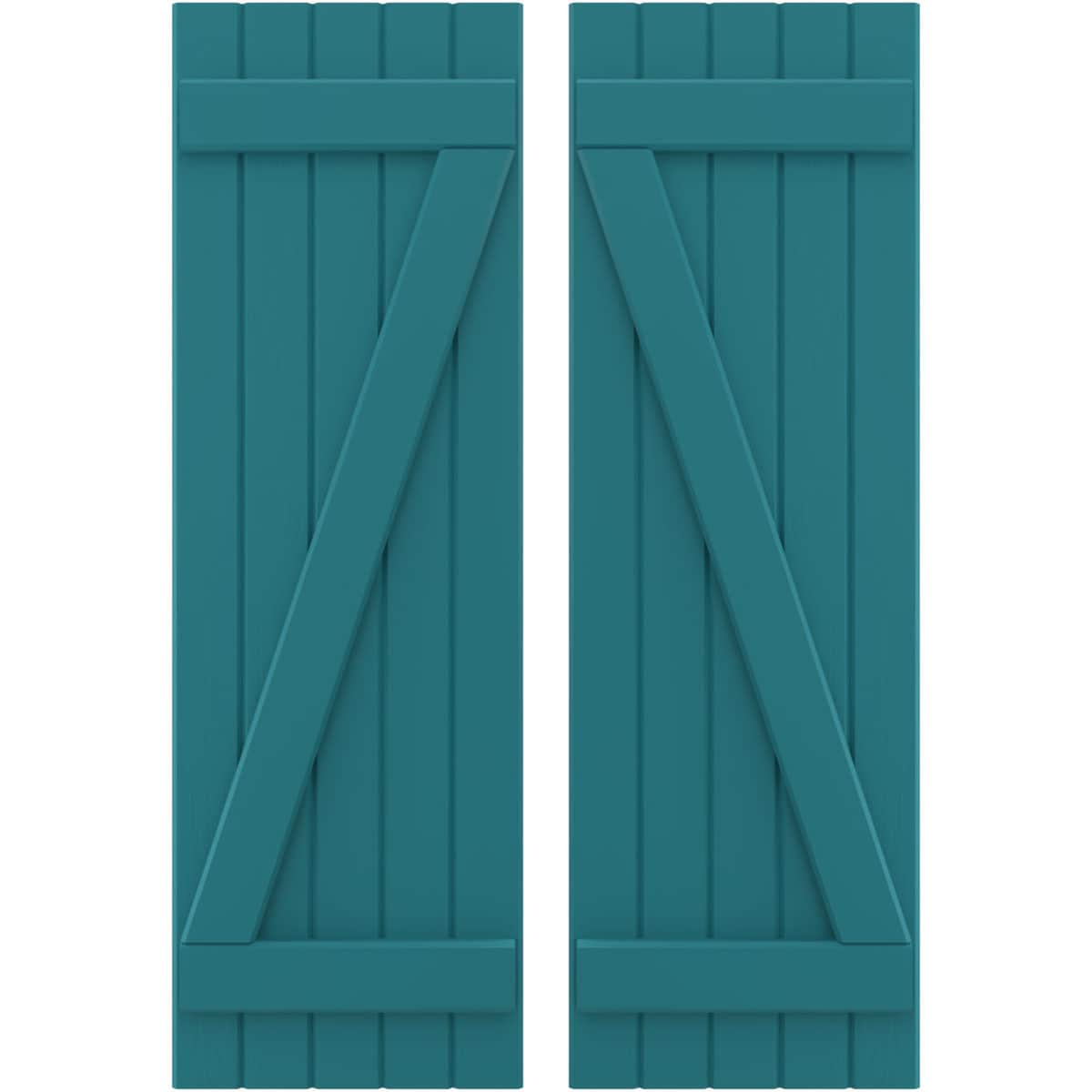 Ekena Millwork 17.5-in W x 74-in H Antigua Paintable/Stainable Board and batten Spaced with z-bar Wood Exterior Shutters ( 2 -Pack )