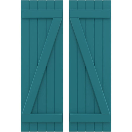 Ekena Millwork 17.5-in W x 76-in H Antigua Paintable/Stainable Board and batten Z-bar Wood Exterior Shutters ( 2 -Pack )