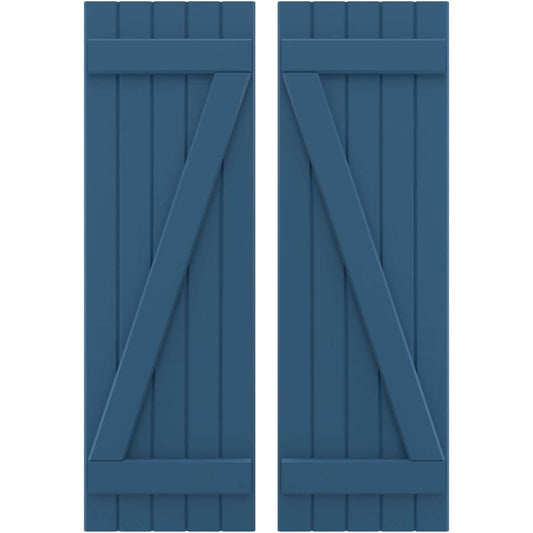 Ekena Millwork 17.5-in W x 78-in H Sojourn Blue Paintable/Stainable Board and batten Wood Exterior Shutters ( 2 -Pack )