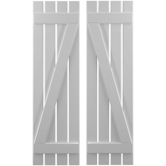 Ekena Millwork 15.5-in W x 77-in H Primed Paintable/Stainable Board and batten Wood Exterior Shutters ( 2 -Pack )