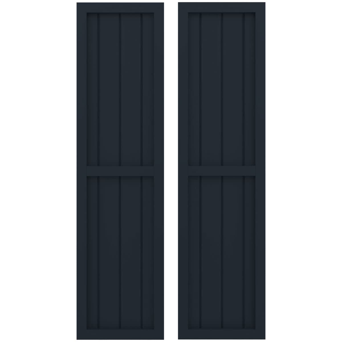 Ekena Millwork 14-in W x 81-in H Starless Night Blue Paintable/Stainable Board and batten Z-bar Wood Exterior Shutters ( 2 -Pack )