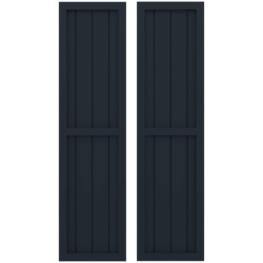 Ekena Millwork 14-in W x 81-in H Starless Night Blue Paintable/Stainable Board and batten Z-bar Wood Exterior Shutters ( 2 -Pack )
