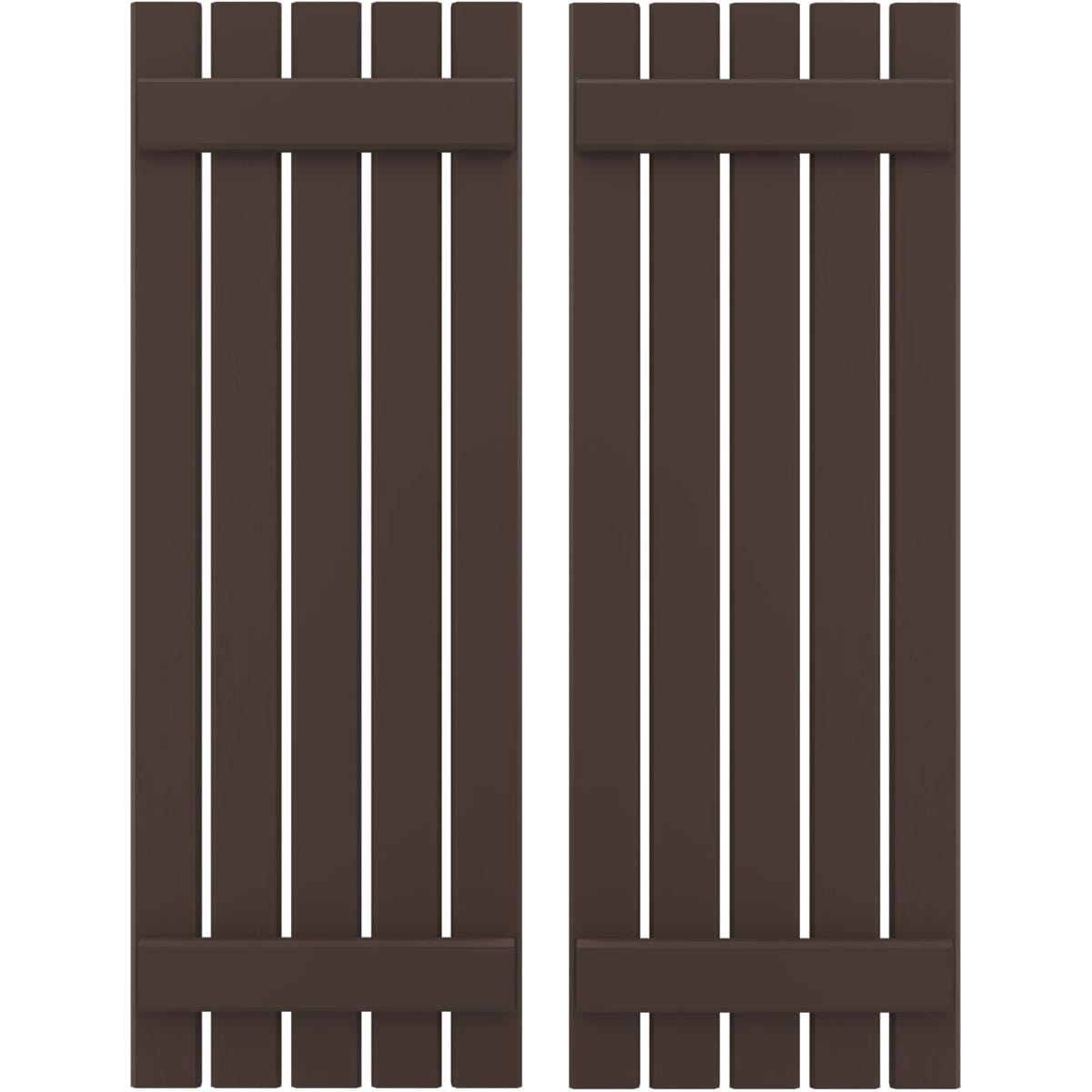 Ekena Millwork 19.5-in W x 75-in H Raisin Brown Board and batten Spaced Wood Exterior Shutters ( 2 -Pack )