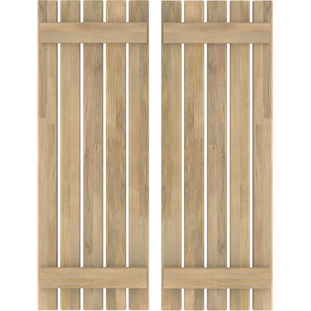 Ekena Millwork 19.5-in W x 57-in H Unfinished Paintable/Stainable Board and batten Z-bar Wood Exterior Shutters ( 2 -Pack )