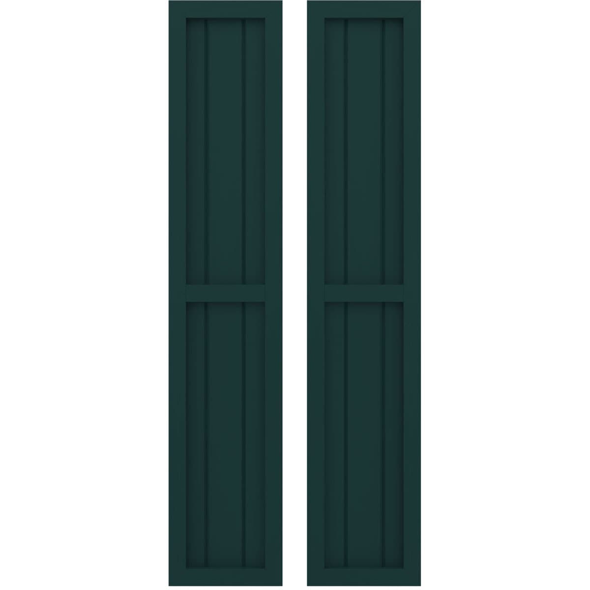 Ekena Millwork 10.5-in W x 62-in H Thermal Green Paintable/Stainable Board and batten Z-bar Wood Exterior Shutters ( 2 -Pack )