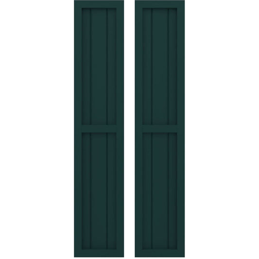 Ekena Millwork 10.5-in W x 62-in H Thermal Green Paintable/Stainable Board and batten Z-bar Wood Exterior Shutters ( 2 -Pack )