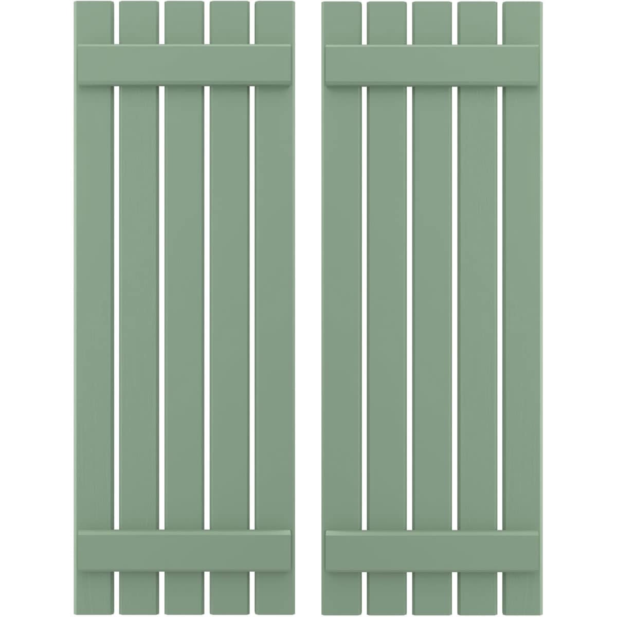 Ekena Millwork 19.5-in W x 48-in H Track Green Board and batten Wood Exterior Shutters ( 2 -Pack )