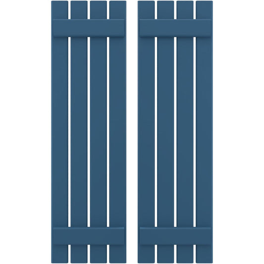 Ekena Millwork 15.5-in W x 80-in H Sojourn Blue Board and batten Framed Wood Exterior Shutters ( 2 -Pack )