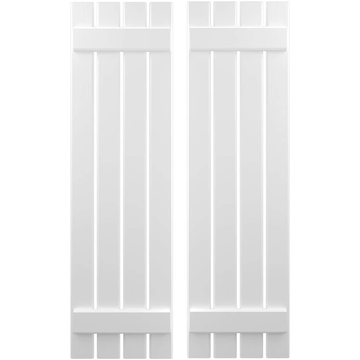 Ekena Millwork 15.5-in W x 64-in H White Paintable/Stainable Board and batten Spaced Wood Exterior Shutters ( 2 -Pack )