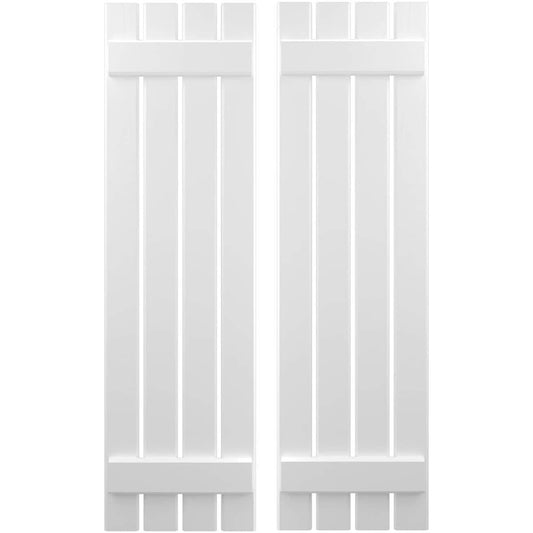 Ekena Millwork 15.5-in W x 64-in H White Paintable/Stainable Board and batten Spaced Wood Exterior Shutters ( 2 -Pack )