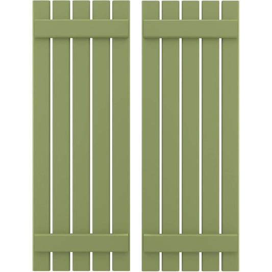Ekena Millwork 19.5-in W x 63-in H Moss Green Board and batten Z-bar Wood Exterior Shutters ( 2 -Pack )