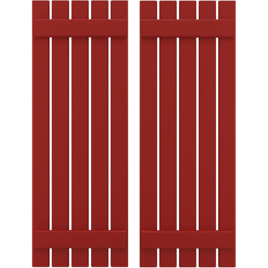 Ekena Millwork 19.5-in W x 69-in H Fire Red Board and batten Framed Wood Exterior Shutters ( 2 -Pack )