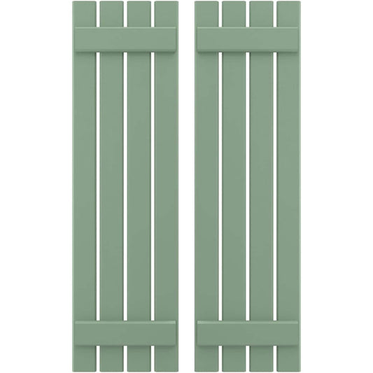 Ekena Millwork 15.5-in W x 83-in H Track Green Board and batten Spaced with z-bar Wood Exterior Shutters ( 2 -Pack )