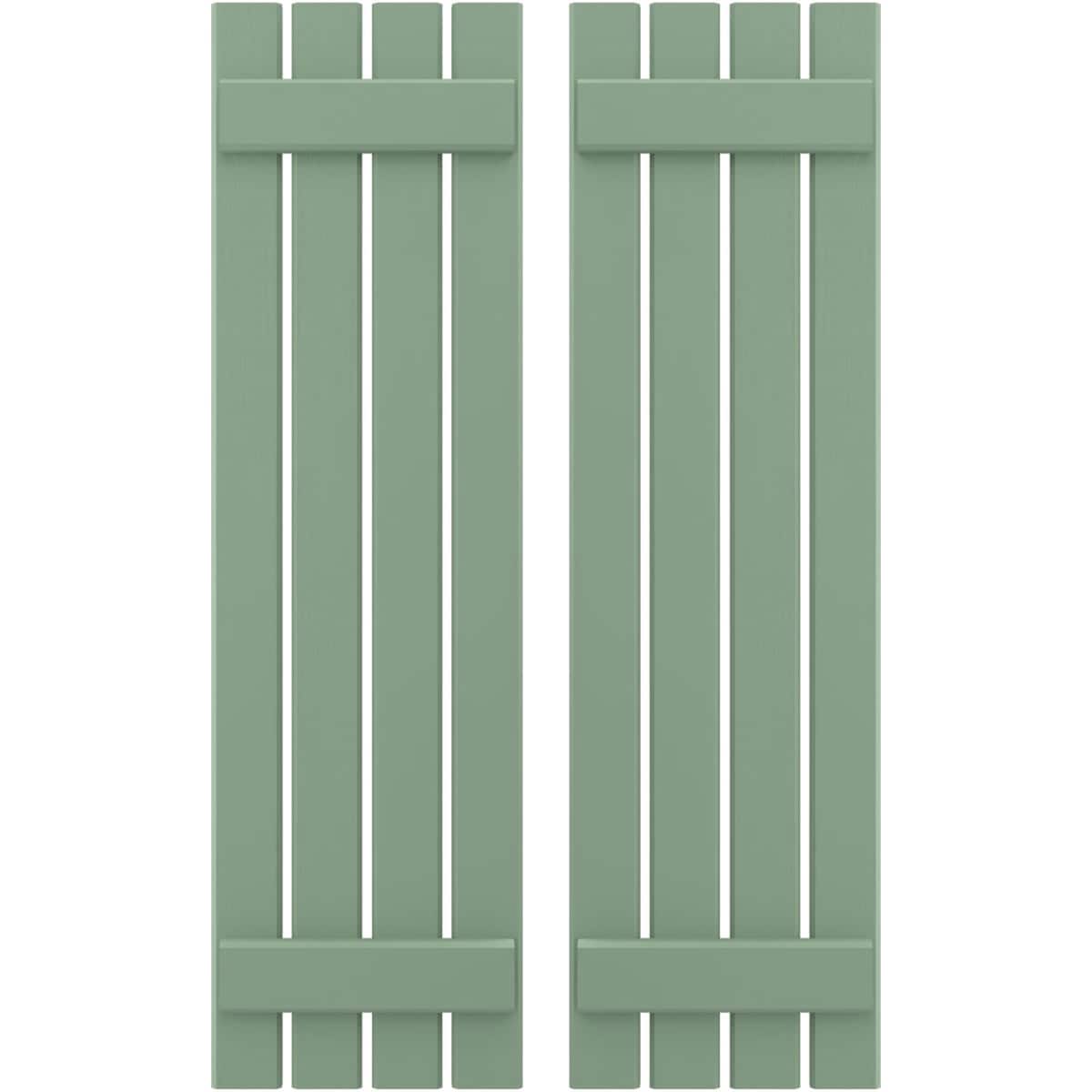 Ekena Millwork 15.5-in W x 59-in H Track Green Board and batten Spaced Wood Exterior Shutters ( 2 -Pack )