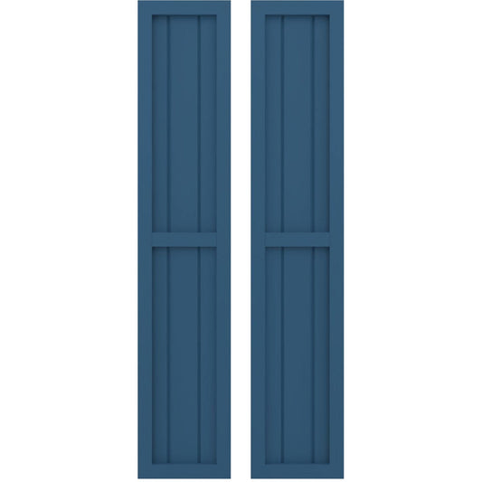 Ekena Millwork 10.5-in W x 54-in H Sojourn Blue Paintable/Stainable Board and batten Spaced Wood Exterior Shutters ( 2 -Pack )