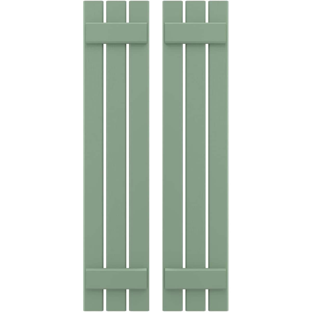 Ekena Millwork 11.5-in W x 61-in H Track Green Board and batten Wood Exterior Shutters ( 2 -Pack )