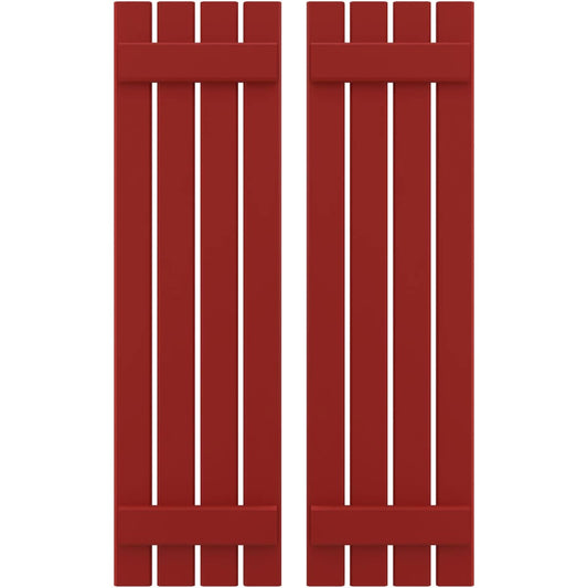 Ekena Millwork 15.5-in W x 69-in H Fire Red Board and batten Framed Wood Exterior Shutters ( 2 -Pack )