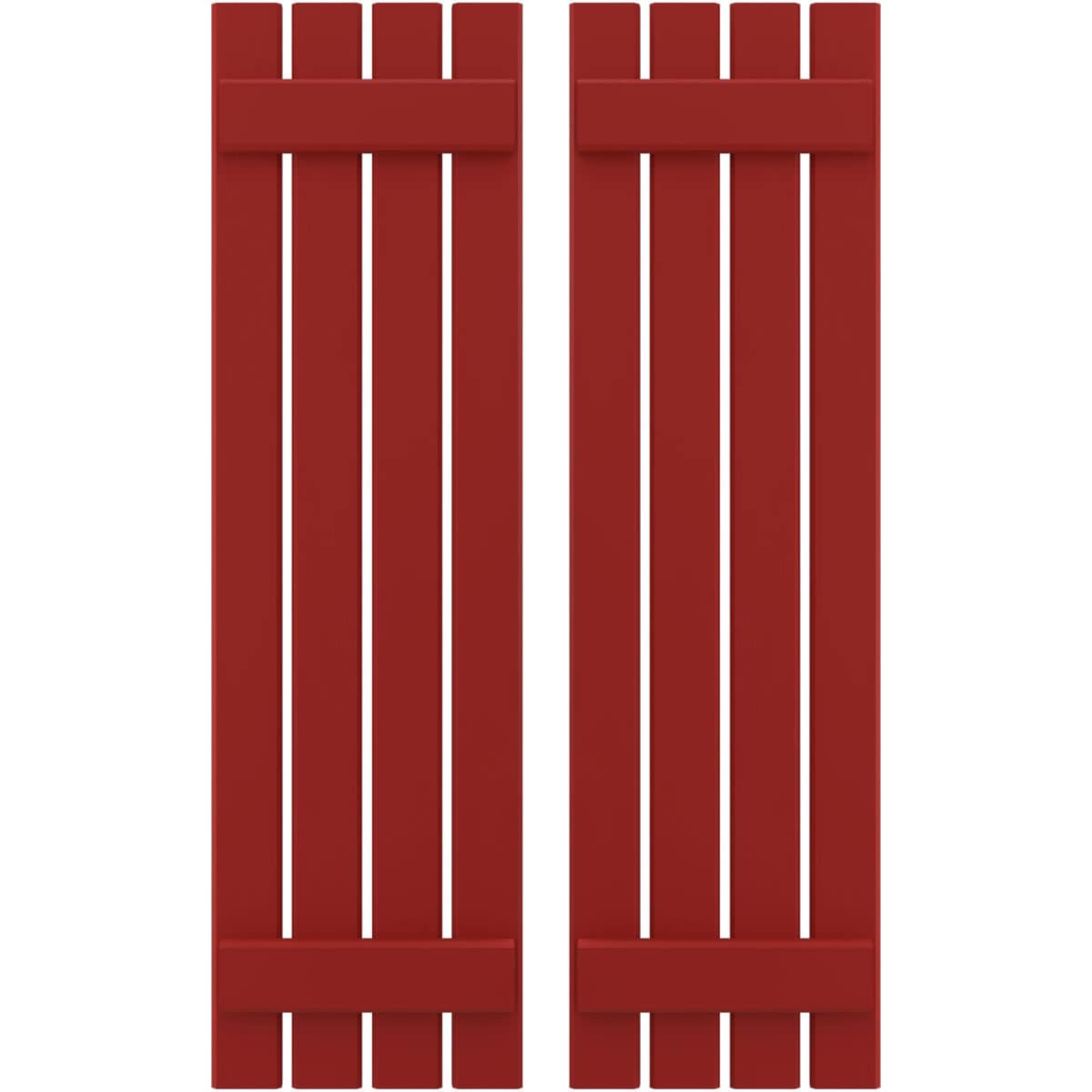 Ekena Millwork 15.5-in W x 47-in H Fire Red Board and batten Spaced Wood Exterior Shutters ( 2 -Pack )