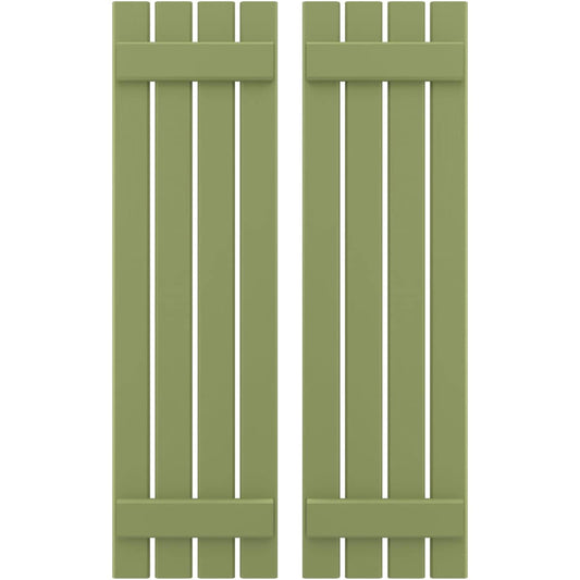 Ekena Millwork 15.5-in W x 74-in H Moss Green Board and batten Spaced with z-bar Wood Exterior Shutters ( 2 -Pack )