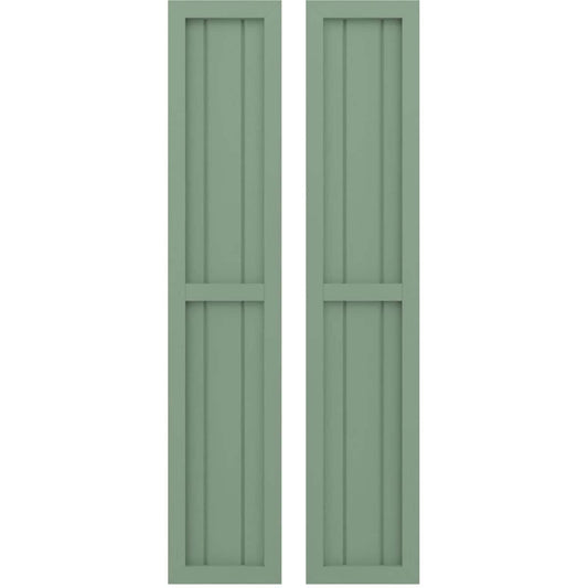 Ekena Millwork 10.5-in W x 75-in H Track Green Paintable/Stainable Board and batten Wood Exterior Shutters ( 2 -Pack )