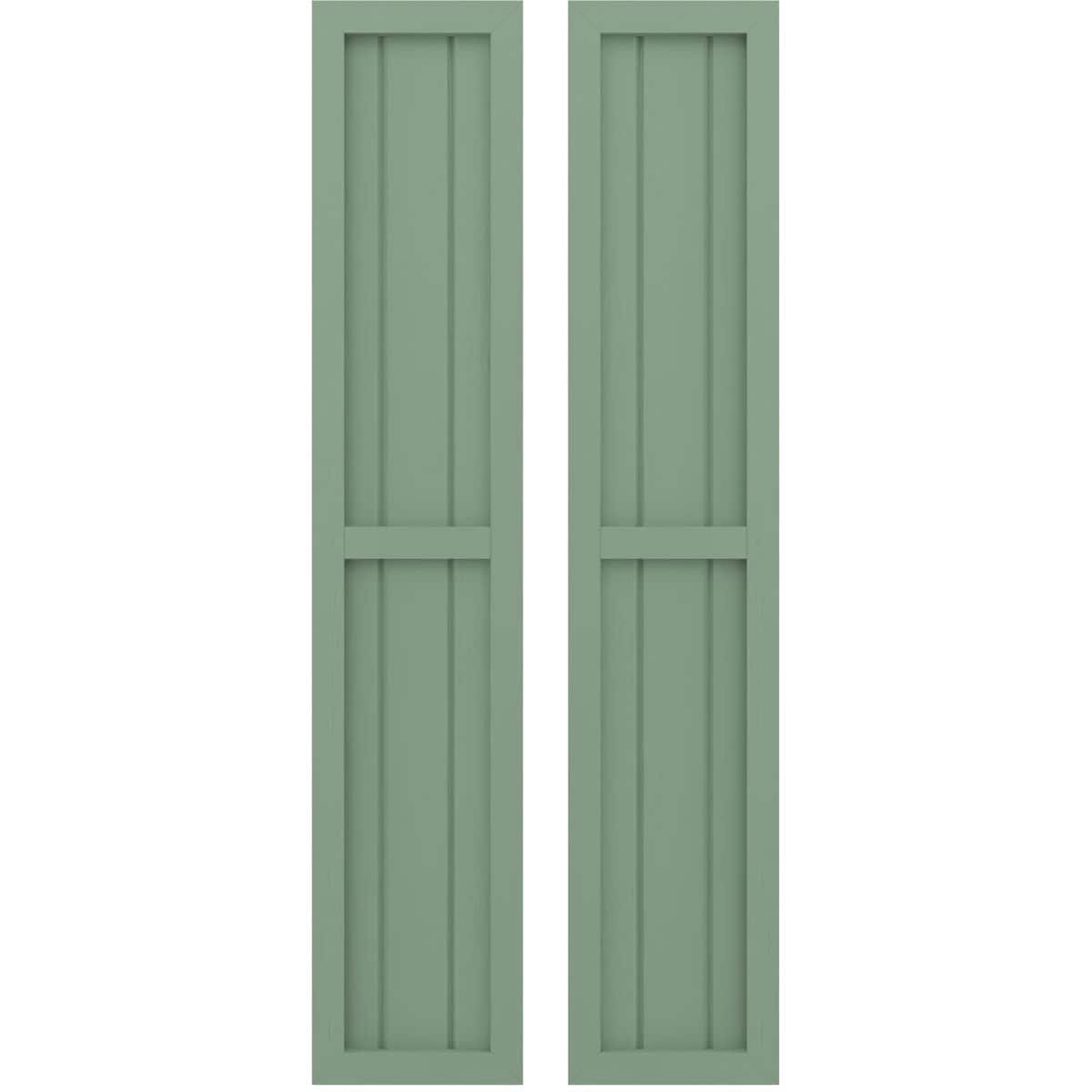 Ekena Millwork 10.5-in W x 78-in H Track Green Paintable/Stainable Board and batten Z-bar Wood Exterior Shutters ( 2 -Pack )