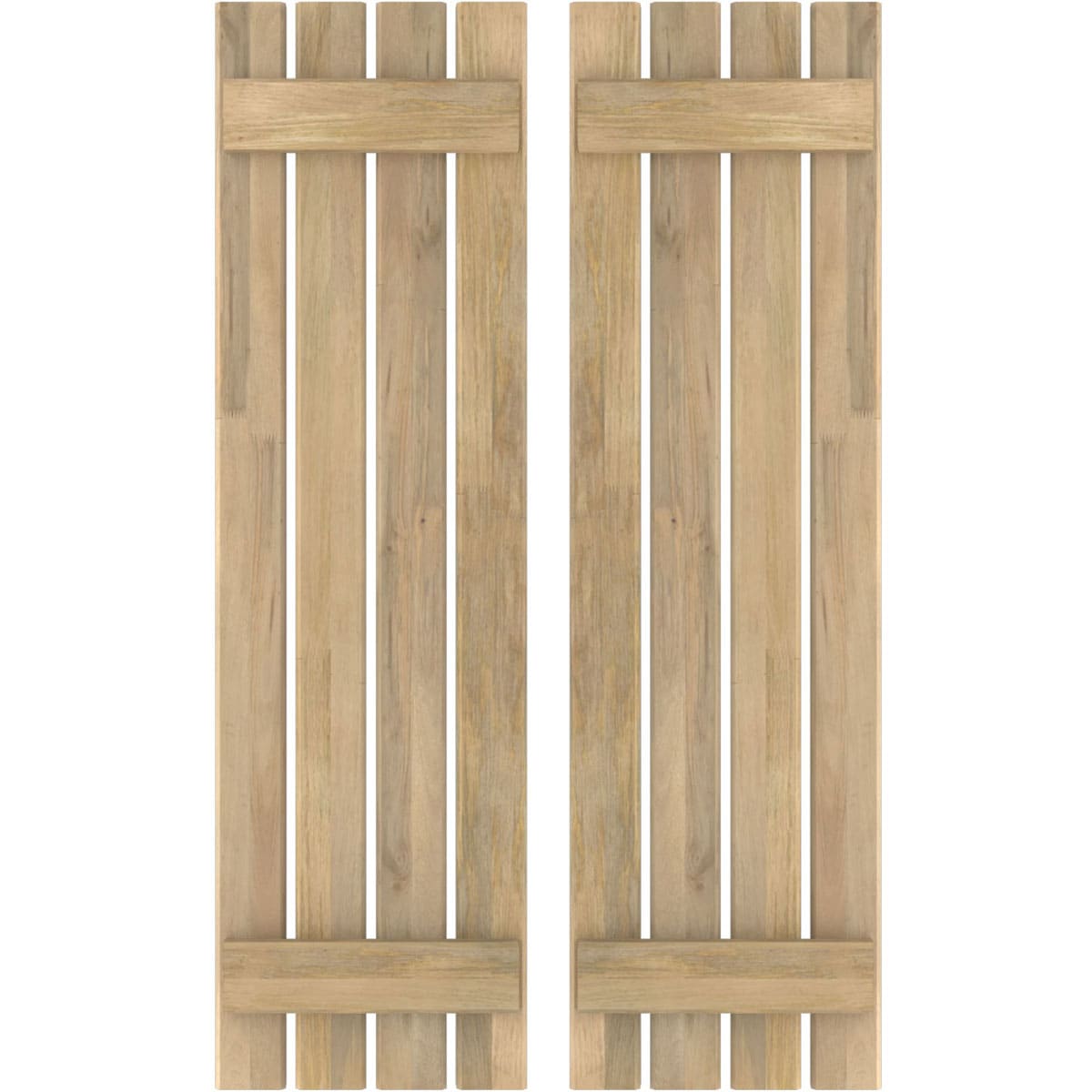 Ekena Millwork 15.5-in W x 67-in H Unfinished Paintable/Stainable Board and batten Wood Exterior Shutters ( 2 -Pack )