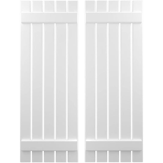 Ekena Millwork 19.5-in W x 47-in H White Paintable/Stainable Board and batten Spaced Wood Exterior Shutters ( 2 -Pack )