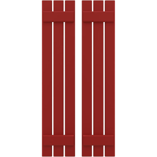 Ekena Millwork 11.5-in W x 71-in H Fire Red Board and batten Framed Wood Exterior Shutters ( 2 -Pack )