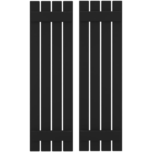 Ekena Millwork 15.5-in W x 68-in H Black Board and batten Wood Exterior Shutters ( 2 -Pack )
