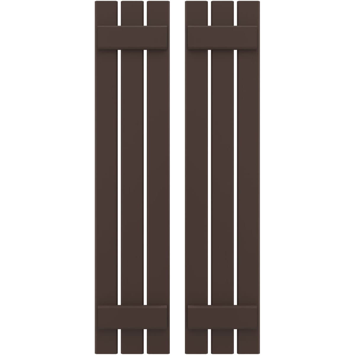 Ekena Millwork 11.5-in W x 52-in H Raisin Brown Board and batten Spaced Wood Exterior Shutters ( 2 -Pack )