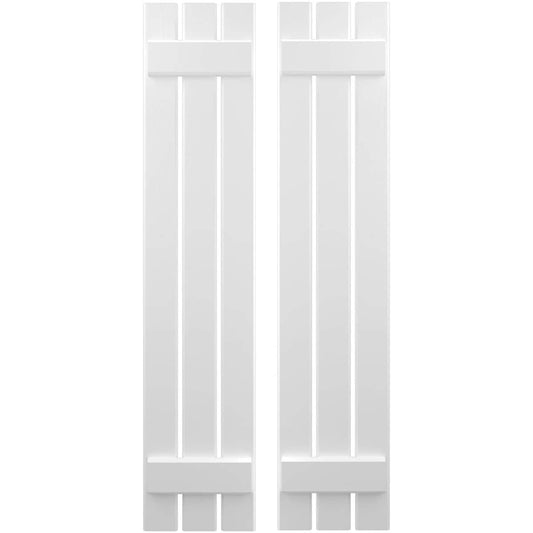 Ekena Millwork 11.5-in W x 66-in H White Paintable/Stainable Board and batten Spaced Wood Exterior Shutters ( 2 -Pack )