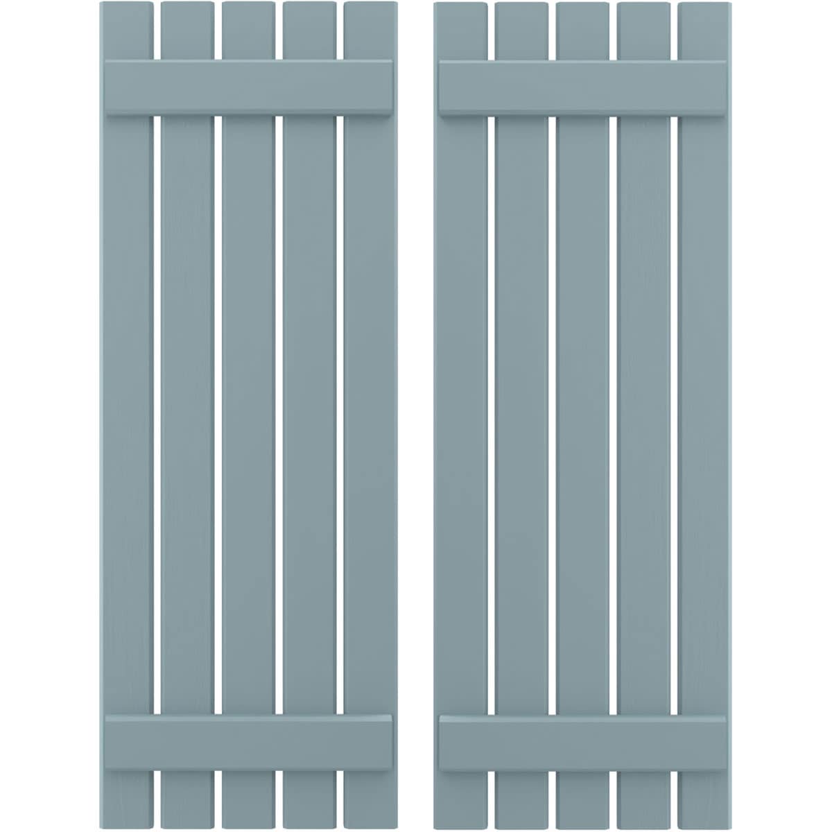Ekena Millwork 19.5-in W x 57-in H Peaceful Blue Board and batten Spaced with z-bar Wood Exterior Shutters ( 2 -Pack )