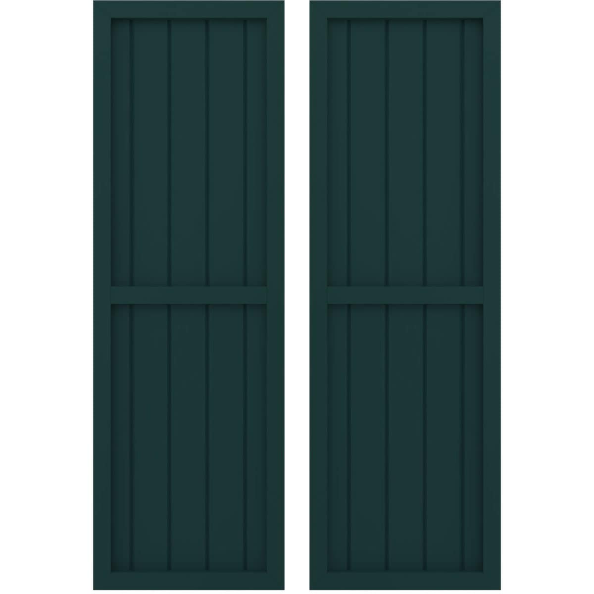 Ekena Millwork 17.5-in W x 48-in H Thermal Green Paintable/Stainable Board and batten Wood Exterior Shutters ( 2 -Pack )