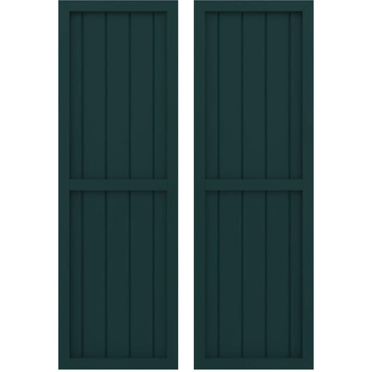 Ekena Millwork 17.5-in W x 69-in H Thermal Green Paintable/Stainable Board and batten Wood Exterior Shutters ( 2 -Pack )