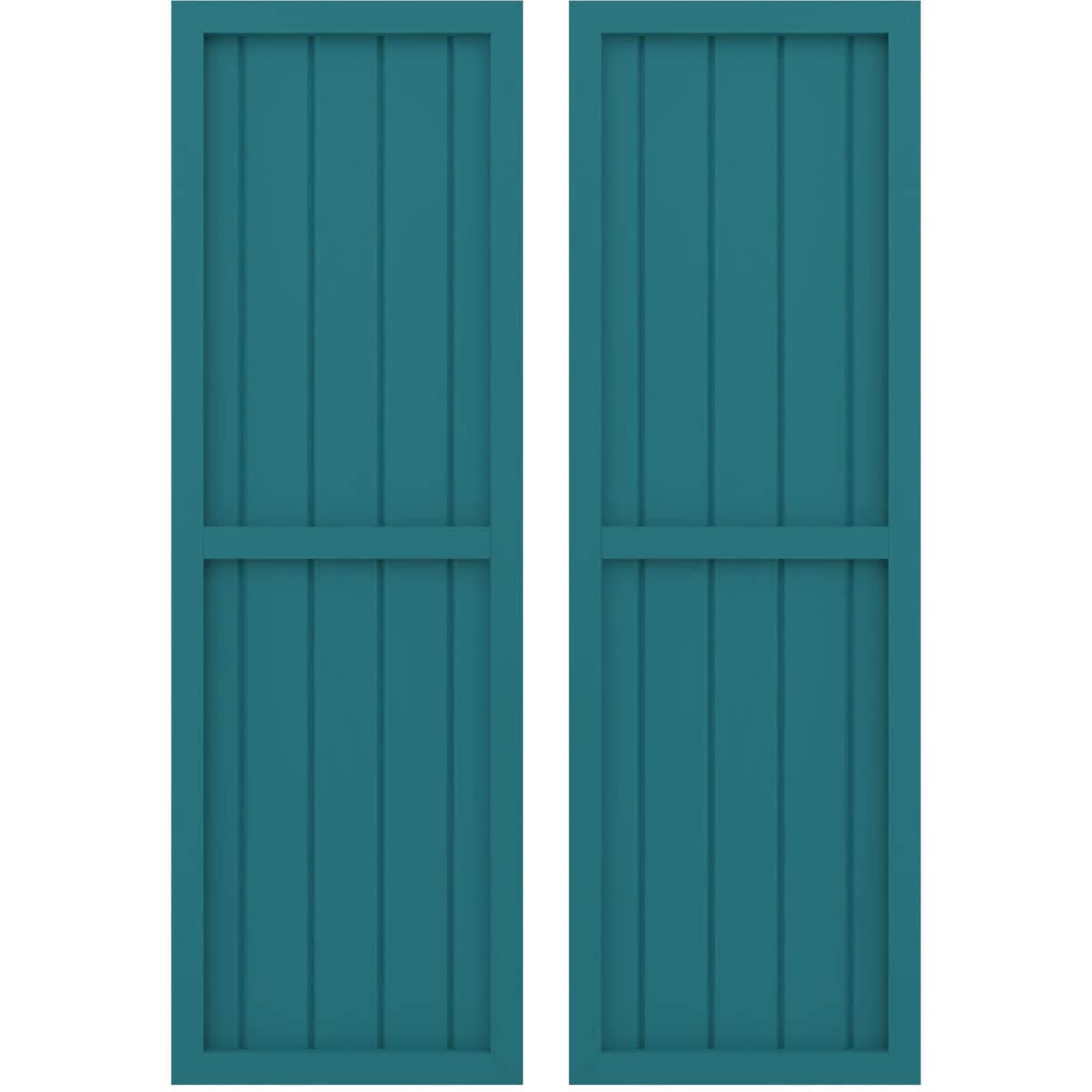 Ekena Millwork 17.5-in W x 72-in H Antigua Paintable/Stainable Board and batten Framed Wood Exterior Shutters ( 2 -Pack )