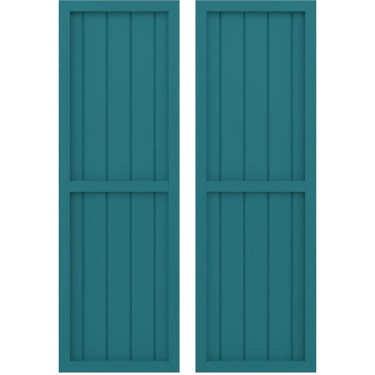 Ekena Millwork 17.5-in W x 72-in H Antigua Paintable/Stainable Board and batten Framed Wood Exterior Shutters ( 2 -Pack )